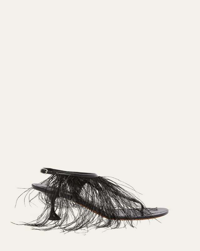 Tee Feather Thong Sandals